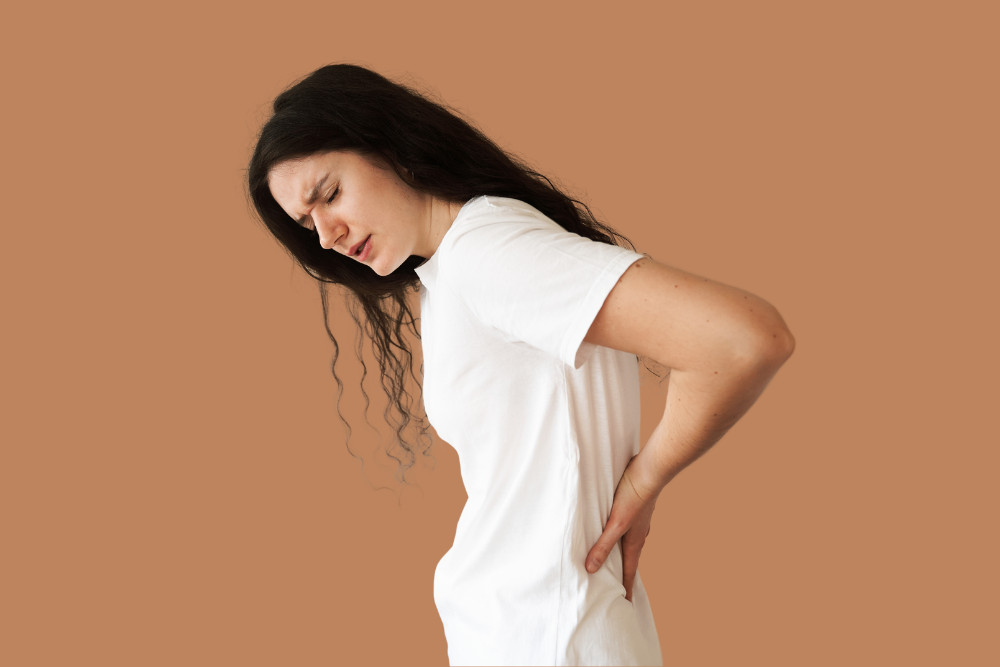 Woman in pain with urinary tract infection