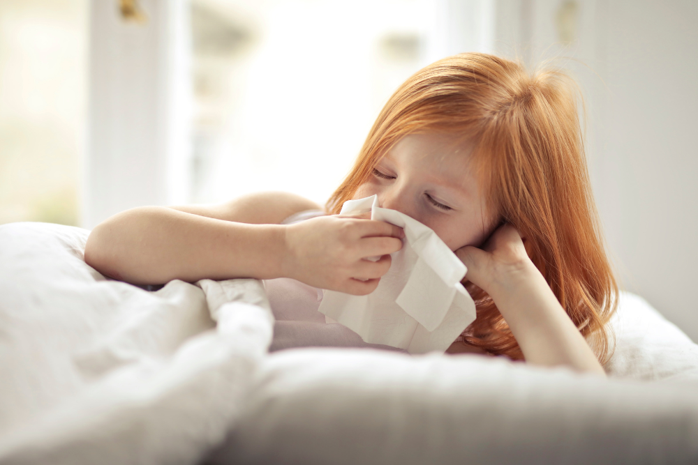 Child's illness - a young girl wwith sinus infection