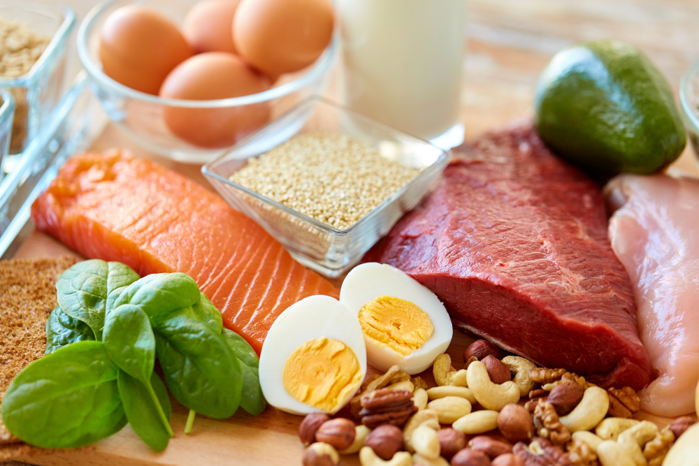 Lean proteins - salmon, eggs, spinach