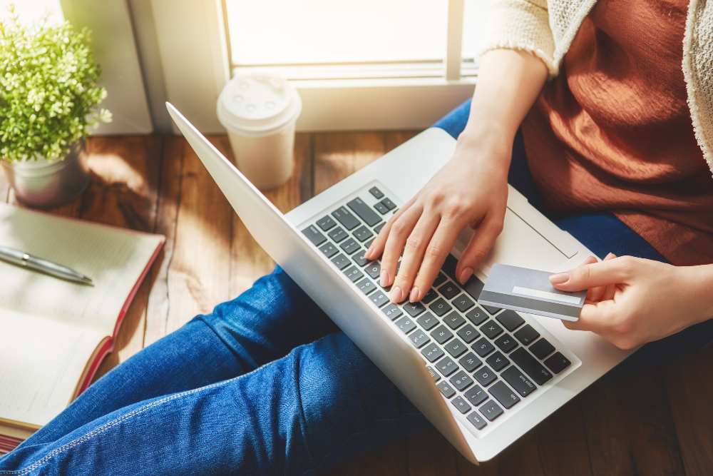 Woman buying online.