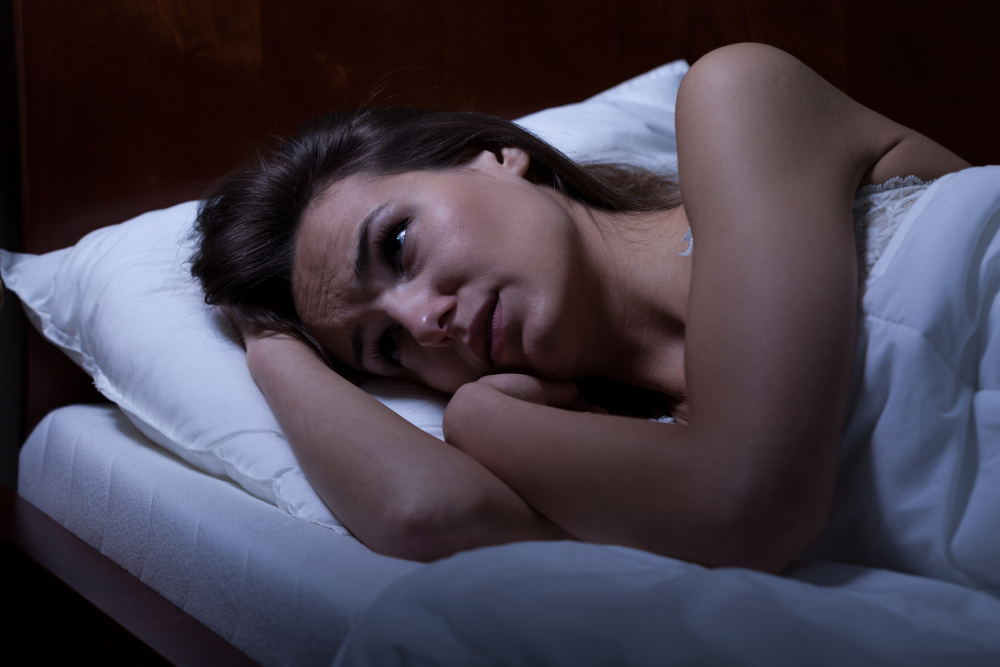 woman dealing with sleep disorders.